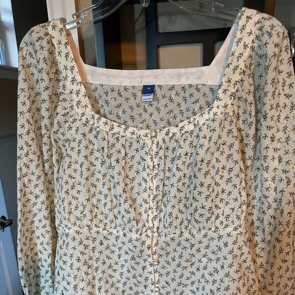 Long Sleeve Button-Front Floral Poet Blouse